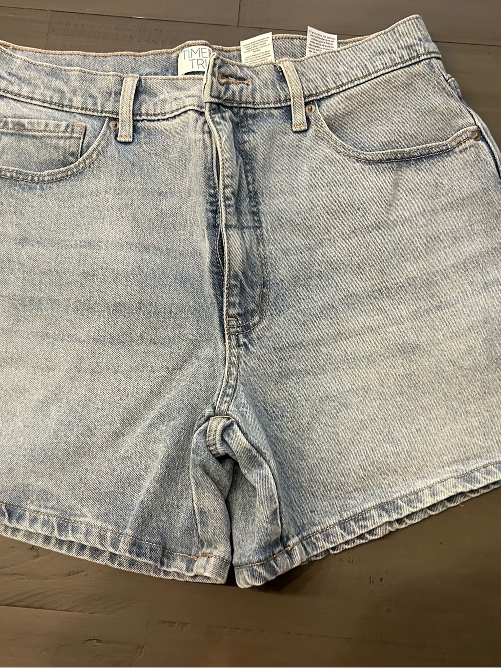 Time and Tru Light Blue High-Rise Denim Shorts